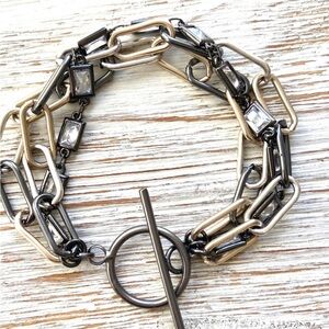 Mixed Metal Paperclip Chain Bracelet